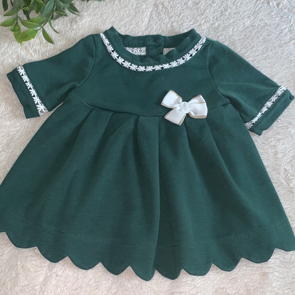 Tahari Green Baby Girl Dress 12M EUC